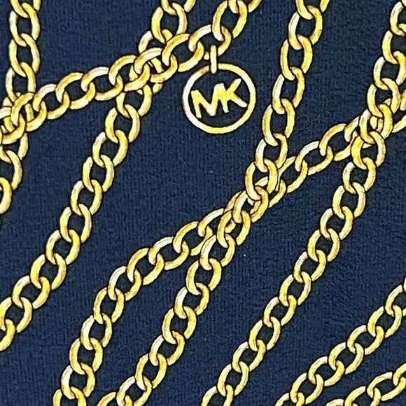 NWT Michael Kors Navy Chain Link Peasant Tie Pullover Top Sz M - Picture 4 of 6